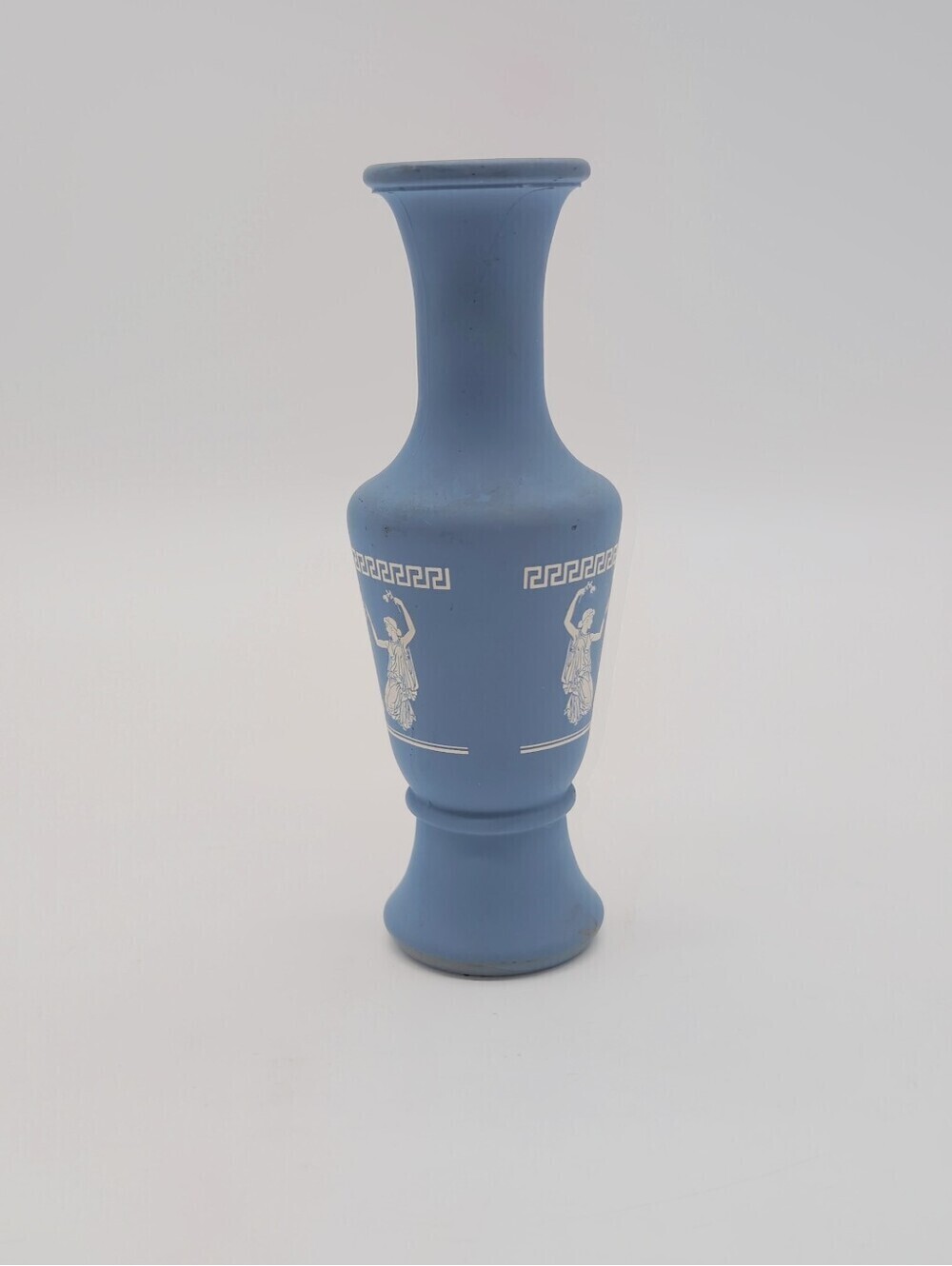 Vintage Jeannette Glass Hellenic Blue Grecian Bud Vase Satin Finish - Picture 4 of 7